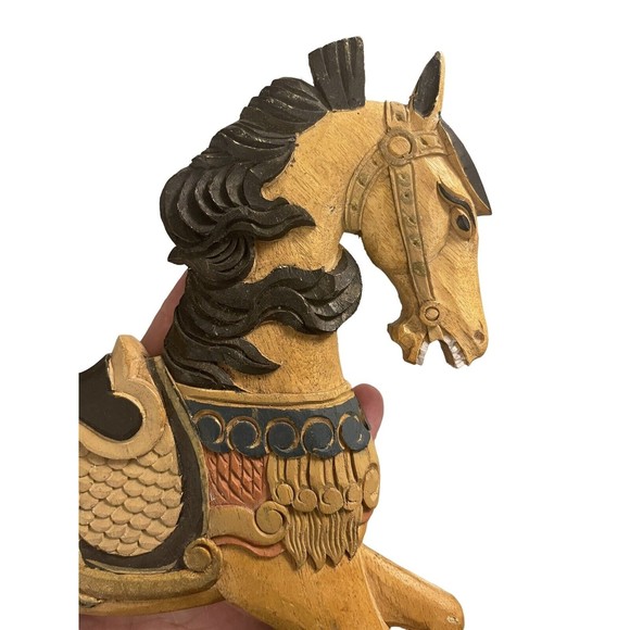 Authentic Models Vintage Hand Carved Handmade Wood Horse China Wall Hanging - Picture 3 of 10